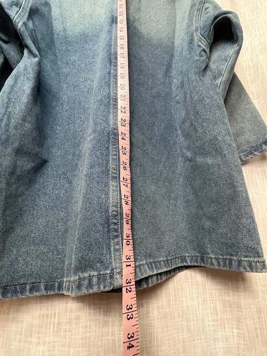 Women's Oversized Quarter-Zip Acid Wash Casual Denim Jean Mini Dress Sz small - Picture 5 of 7